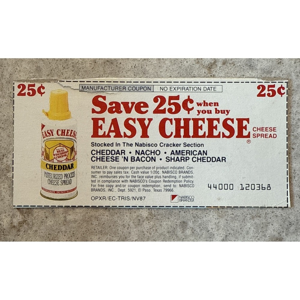 Vintage Coupon Easy Cheese Nabisco Canned Cheese Prop